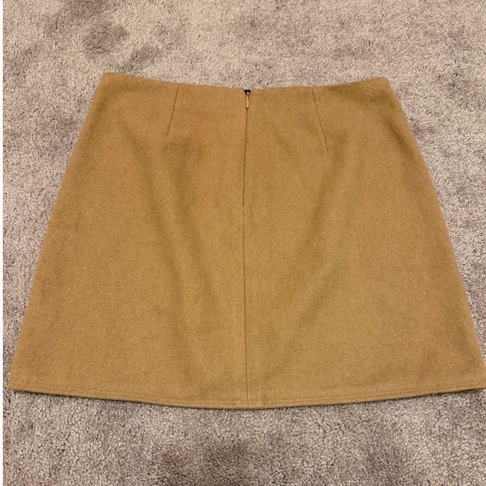 Gap Womens Camel Wool Blend Mini Skirt Size 4 Zipper Pockets Tan A-Line - Picture 5 of 10
